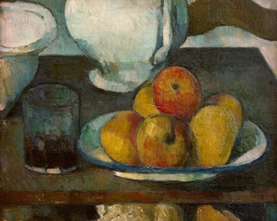Stilleben mit Äpfeln und Weinglas von Paul Cézanne